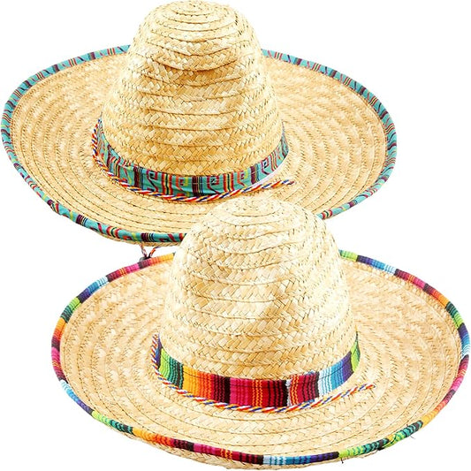 2 Pack Giant Mexican Sombrero Hat Cinco de Mayo Fiesta Straw Hat for Mexican Party Decor Favors Luau Event Photo Props