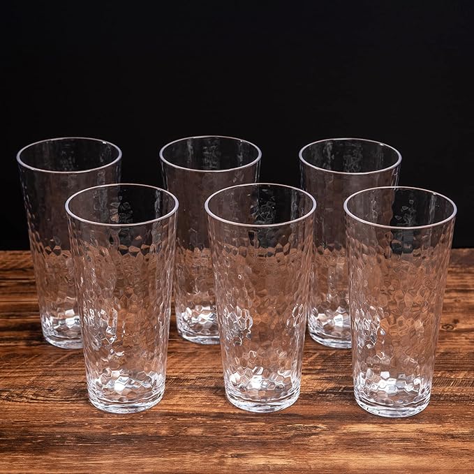 KX-WARE 26-ounce Acrylic Highball Glasses Plastic Tumbler Larger Drinking Glasses, set of 8 Clear