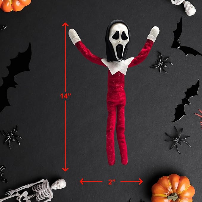 Creepy Ghost Masked Elf Decoration 35cm – Handmade Horror-Inspired Ornament for Christmas, Halloween & Holiday Party Décor – Spooky Collectible with Sinister Expression