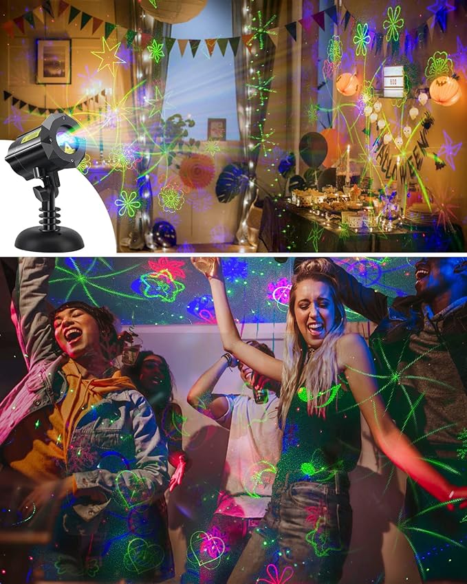 Poeland Christmas Moving Laser Lights, Garden Projector Lights 30 Patterns, Decorative Lights for Indoor, Outdoor, Home, Garden