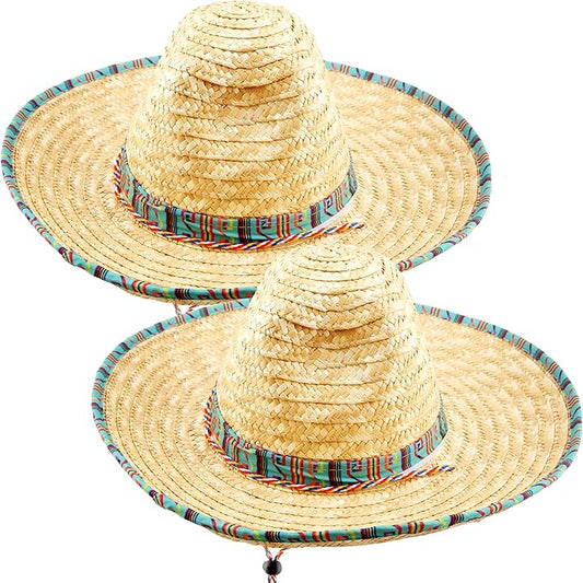 2 Pack Giant Mexican Sombrero Hat Cinco de Mayo Fiesta Straw Hat for Mexican Party Decor Favors Luau Event Photo Props