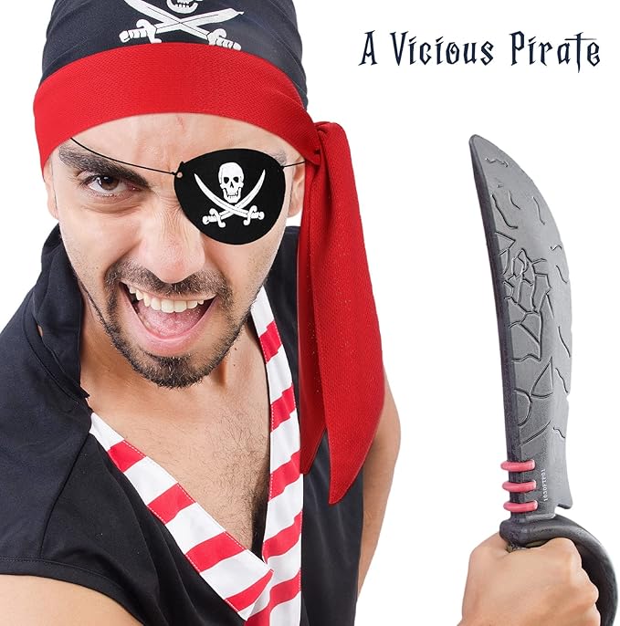 Zhanmai 4 Pcs Pirate Accessories Halloween Pirate Headband Costume Party Supplies Head Scarf Eye Patches for Cosplayer