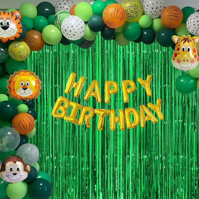 Football Party Decorations Green Streamers - Thicken 4 Pack 3.2 x 8.2 FT - Tinsel Foil Fringe Curtains Party Backdrop for Birthday, Dinosaur, Jungle, Christmas, Golf Party Decorations