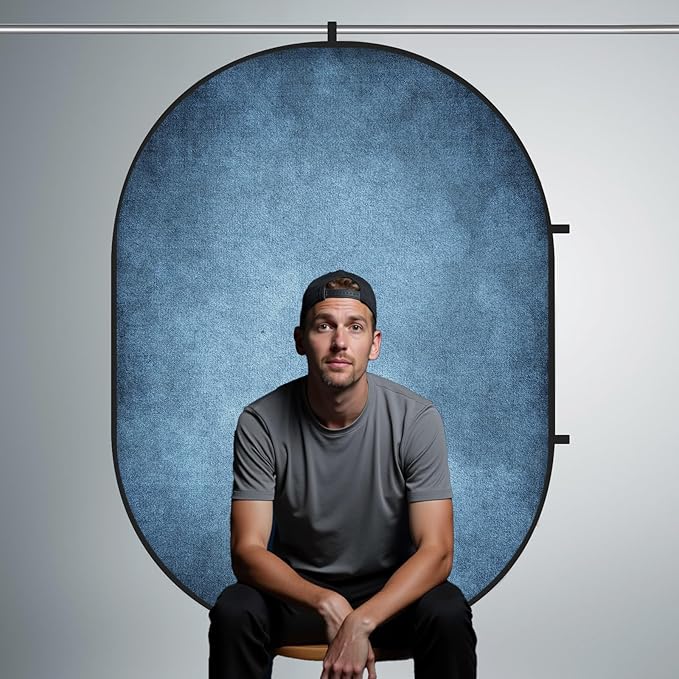 Kate Collapsible Backdrop Pop Up Backdrops Portable Folded Blue Background for Portrait Photography, for Video Conference, for Live Stream, 5x6.5ft