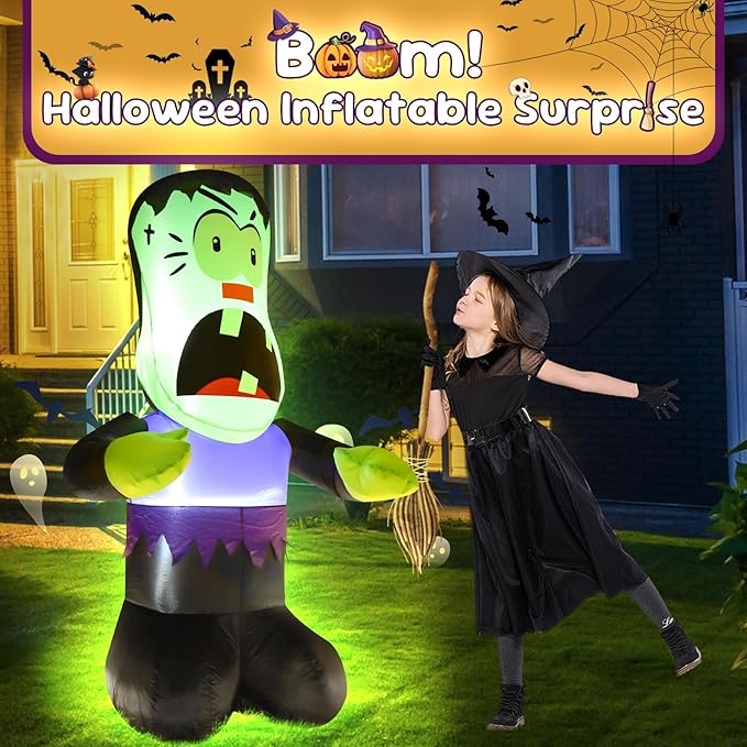 4FT Halloween Inflatable Decor Giant Ghost Halloween Blow Up Decoration with LED Lights Indoor Outdoor Yard Graden Party Holiday Decor