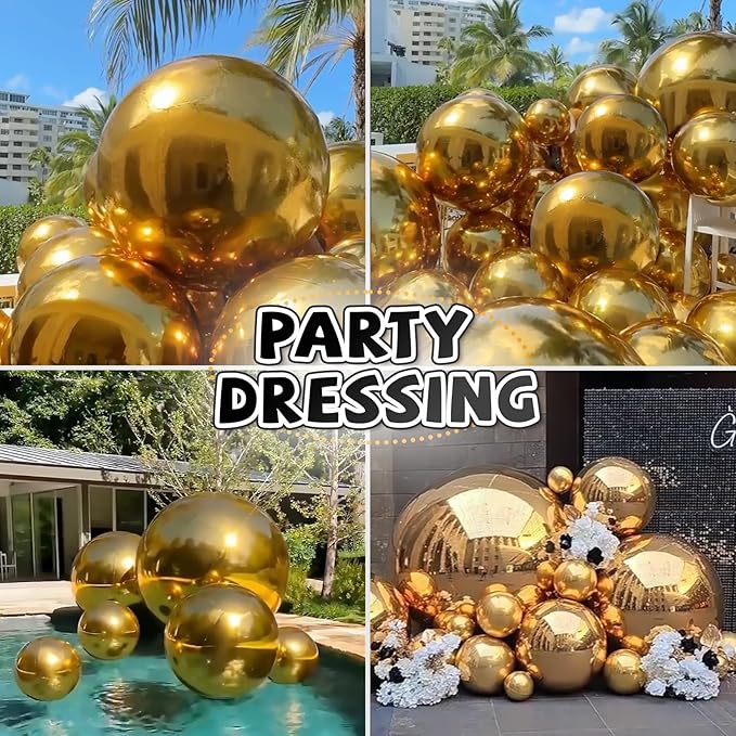 23.6in Inflatable Mirror Ball,Shiny Inflatable Ball Silver/Gold/Iridescent,PVC Hanging Large Disco Balls Decor for Party, Concerts, Stage, Wedding Decoration (1 Piece,Without Air Pump)