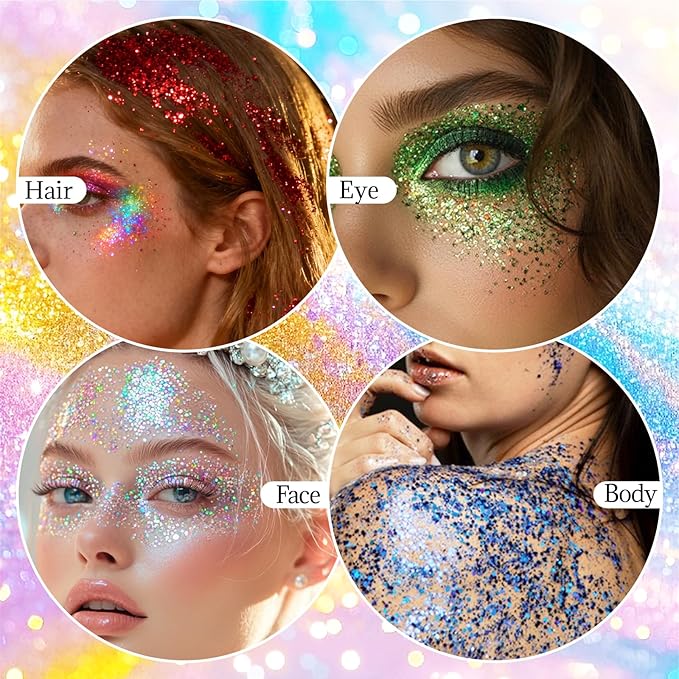 DAGEDA Purple Body Glitter Stick,Sparkly Face Glitter Makeup,Holographic Hair Glitters Mermaid Makeup Rave Outfits for Women, Shimmer Face Paint Stick Singer Concert Accessories