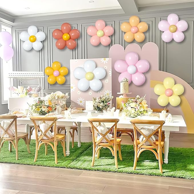 16 Set Daisy Flower Balloons DIY Kit,Boho Daisy Balloons Party Decorations for Birthday Baby Shower Wedding Anniversary Groovy Fairy Retro Hippie Theme Decor