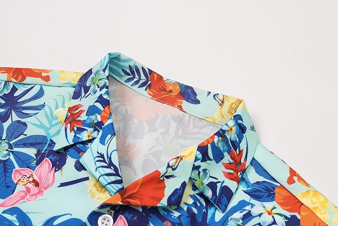 Cromoncent Matching Hawaiian Outfits for Family, Dad and Son Matching Luau Beach Tropical Shirts Mommy Daughter Tropical Sets