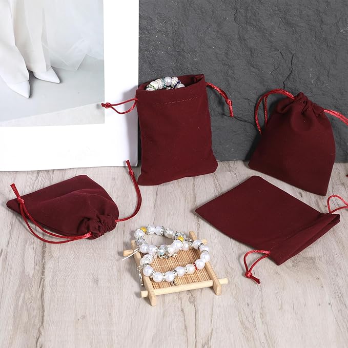 Bruislard Velvet Jewelry Pouches, 12Pcs 3x4 Inches Gift Pouches Jewelry Candy Dice Gift Bags Small Velvet Bags for Storage Wedding Party Favor Christmas