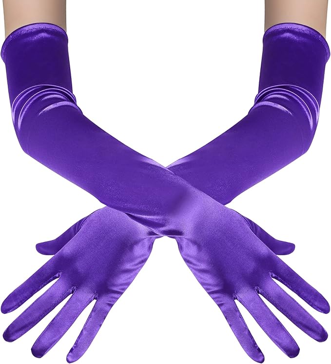 BABEYOND Long Opera Party 1920s Satin Tea Party Gloves Costume Stretchy Adult Size Elbow Length Bridal Gloves