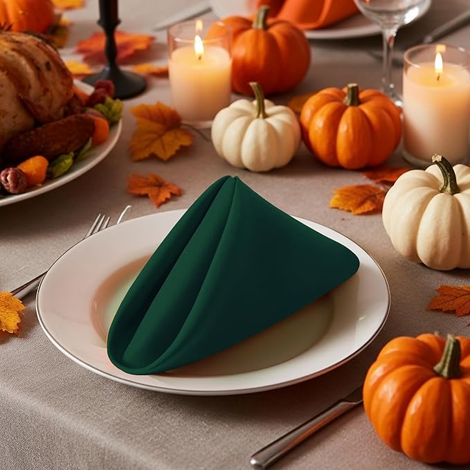 Utopia Home [24 Pack, Hunter Green] Cloth Napkins 18x18 Inches, 100% Polyester Hemmed Edges, Washable and Reusable Ideal for Parties, Weddings and Dinners