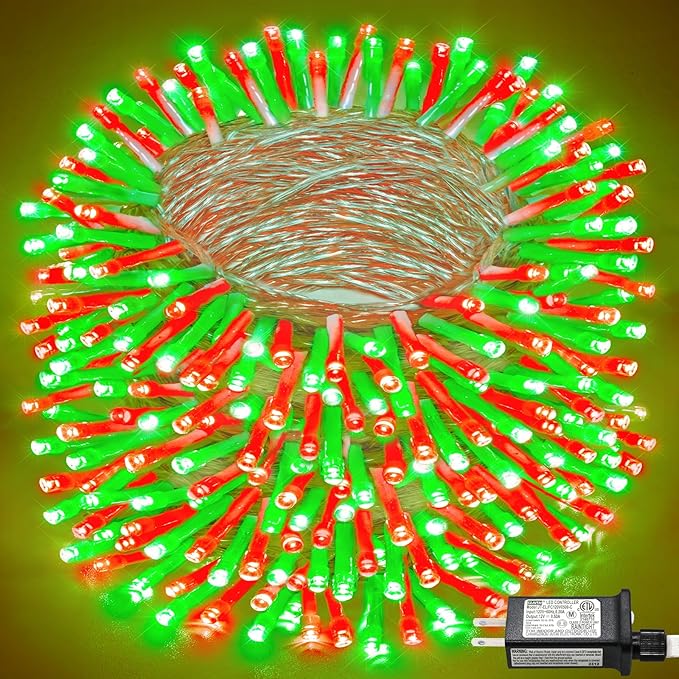 165FT 500 LED Christmas Lights, Plug in Christmas String Lights with Waterproof, 8 Modes Twinkle Fairy Lights for Xmas Garden Tree Patio Holiday Decorations, Red Green