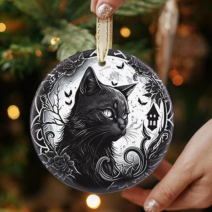 Touber Christmas Ornaments - Tree Decorations for Home - Holiday Present - Gift Idea - Black Cat