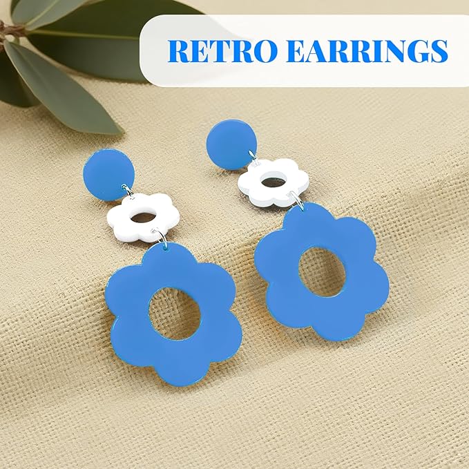 4 Pcs 70s 60s Accessories Women Hippie Disco Groovy Costume Accessories Headband Dangle Earrings Sunglasses Silk Scarf