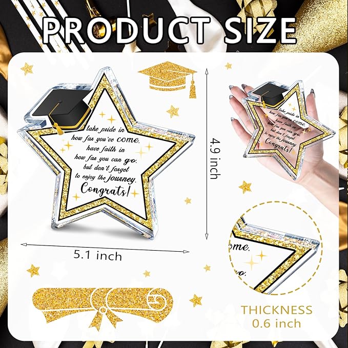 Graduation Gifts for Her Him,College High School Graduation Gifts, Masters Degree Graduate Gifts,Graduation Inspirational Star Shape Acrylic Decor Desk Sign,Home Shelf Decoration Grad Gift