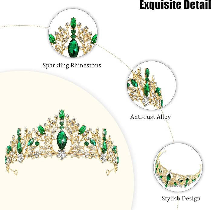 TAROSE Crowns for Women and Girls, Queen Crystal Gold Silver Tiaras with White Rhinestone and Combs, Goddess Crown for Wedding Bride Birthday Princess Bridal Shower Hair Accessories for Women