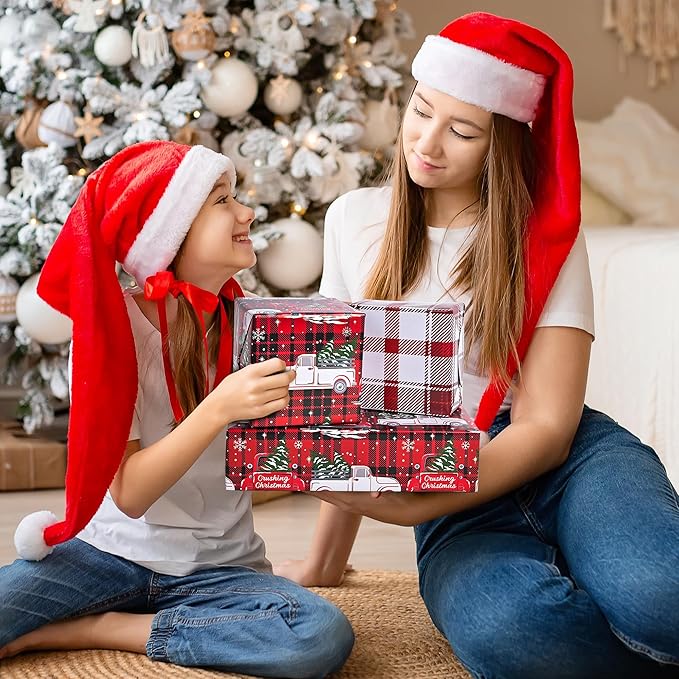 Vnaaem Funny Christmas Wrapping Paper Roll for Adult Men Women - Red Black Buffalo Plaid Xmas Truck Crushing Christmas Gift Wrap Sheets for Holiday, Baby Shower, Party Supplies(Total 28.5sq.ft)