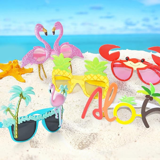 Hawaiian Luau Party Sunglasses 9 Pairs Novelty Party Sunglasses Pool Tropical Beach Themed Party Supplies Decoration Summer Party Favors