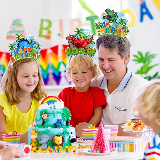 KKBES Happy Birthday Headbands, Paper Birthday Party Hats, 3 Patterns for Children and Adults Celebrating Birthdays