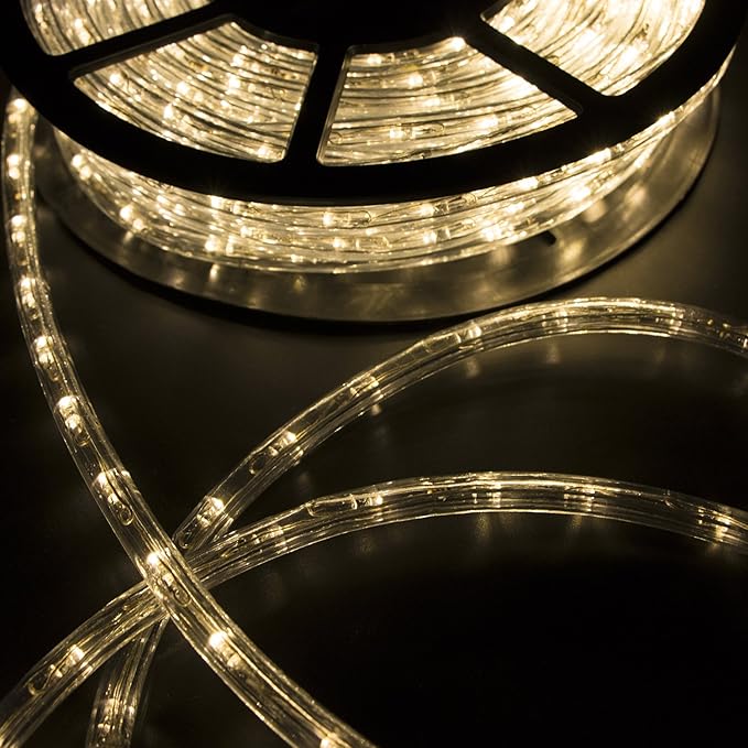 50ft Outdoor LED Rope Lights 540 Connectable Flexible Tube Lights, IP65 Waterproof Rope Lighting for Garden Patio Pool Bedroom Party Christmas Halloween Holiday Indoor/Outdoor Decoration, Warm White