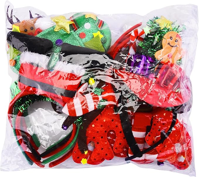 BQTQ 15 Pieces Christmas Headbands Party Hats Headbands for Christmas Holiday Favour