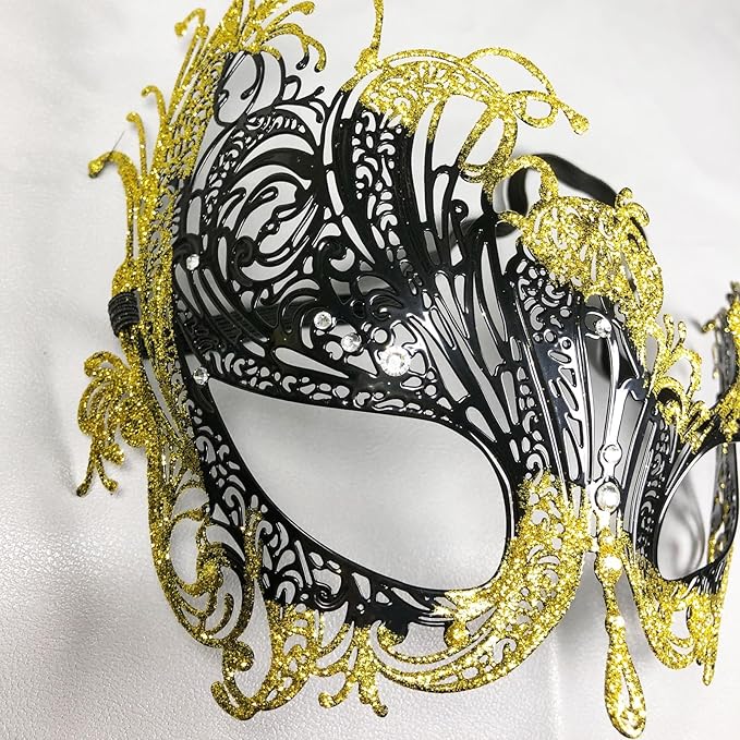 Masquerade Mask for Couple Mardi Gras Venetian Party Mask Set Halloween Costume Accessory
