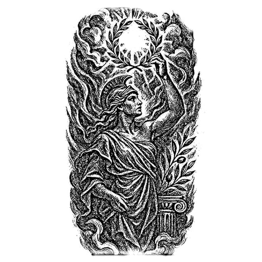 INKARTLINK Tattoo Tech, 2 Sheets Medium Semi Permanent Tattoo, Adult Art Design Temporary Tattoos, Lasts 1-2 Weeks, Waterproof, Realistic Look, No Reflection (Laurel - Bearing Figure)