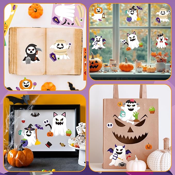 CY2SIDE Halloween Ghost Face Stickers - 40PCS Make Your Own Funny Ghost Stickers Games for Kids School Rewards, DIY Halloween Trick or Treat Party Favors for Classroom Activities Home Fun Project