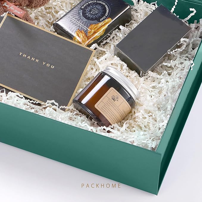 PACKHOME Large Christmas Gift Box 13.5x10x3.5 Inches, Sturdy Shirt Box with Magnetic Lid for Multiple Occasions (Glossy Green)