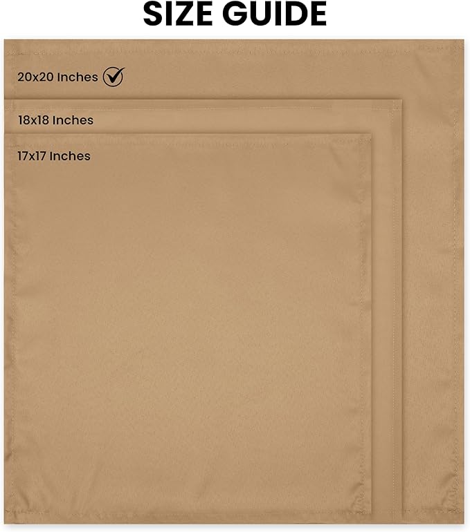 Utopia Home [24 Pack, Beige] Cloth Napkins 20x20 Inches, 100% Polyester Hemmed Edges, Washable and Reusable Ideal for Parties, Weddings and Dinners