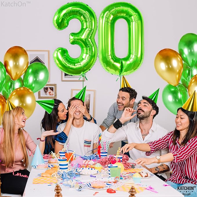 KatchOn, Light Green 30 Number Balloon - 40 Inch | Mylar Green 30 Balloon Number, 30th Birthday Decorations | Number 30 Balloons for Birthdays | 30 Number Balloon, 30th Anniversary Party Supplies