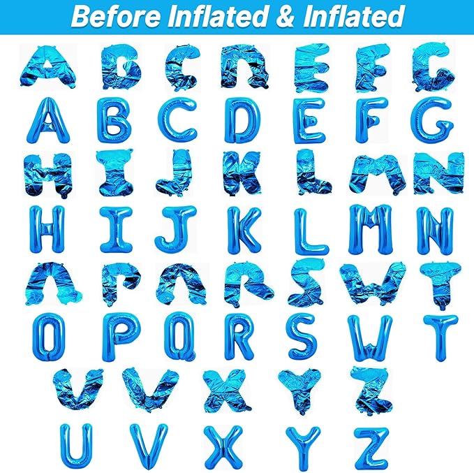 LIOZEOKUN Letter Balloons 16 Inch Alphabet A-Z Mylar Foil Balloons 2 Set for Wedding Birthday Party Decoration Banner Custom Phrase 52 Pcs