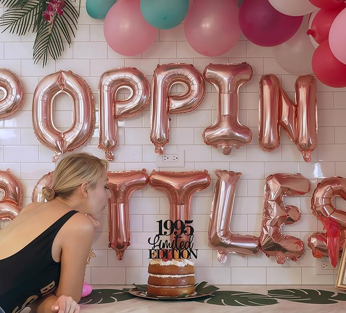 Limited EDITION 1995 Cake Topper - Black Glitter Happy 30th Birthday Party Cake Decoration Supplies, Cheer to 30 Years Cake Bunting Decor for 30th Birthday Party Photo Booth Props