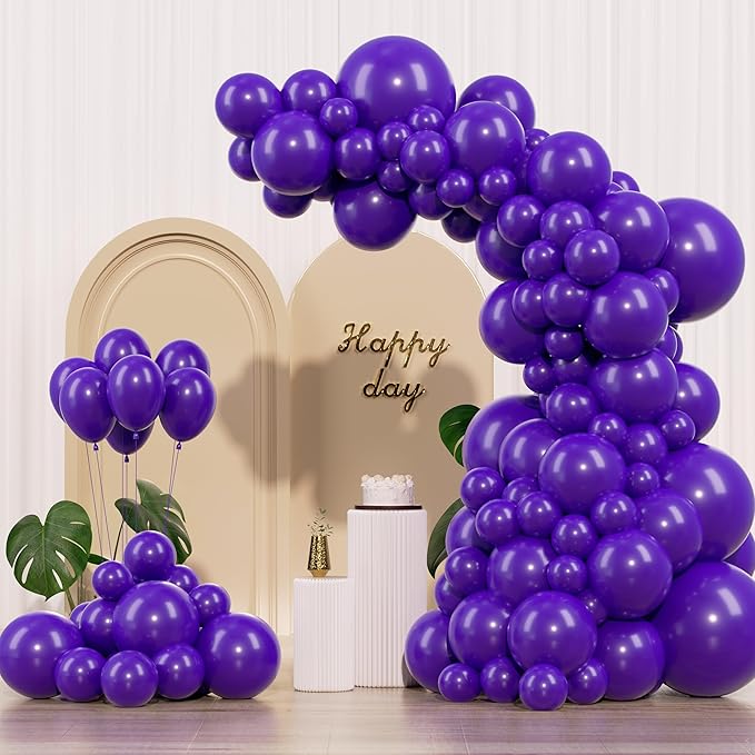 Dark Purple Balloons 145pcs Different Sizes 5in 10in 12in 18in Purple Round Latex Balloon Arch Kit Garland for Graduation Wedding Baby Shower Birthday Party Decoration