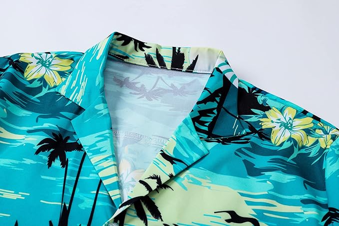Cromoncent Matching Hawaiian Outfits for Family, Dad and Son Matching Luau Beach Tropical Shirts Mommy Daughter Tropical Sets