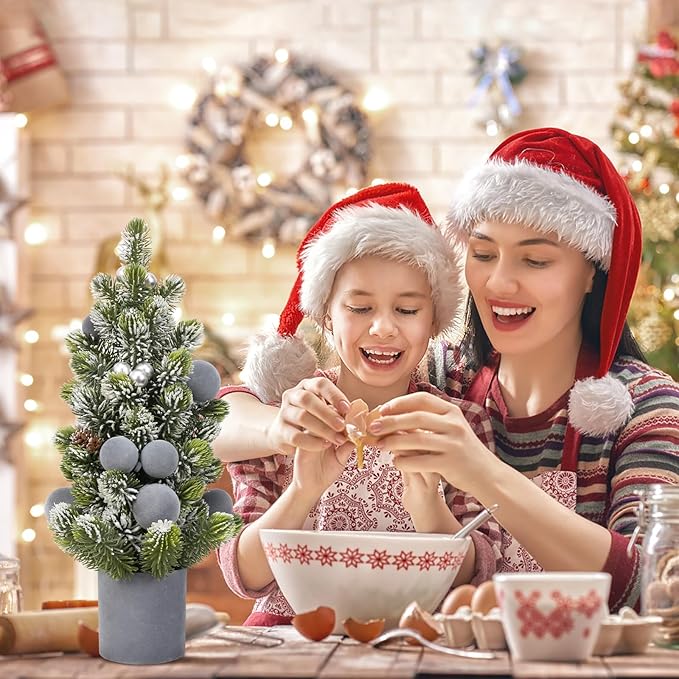 SY Super Bang Small Christmas Tree, 18Inch Grey Artificial Velvet Ball Berry Mini Tabletop Tree Christmas Decorations, for Home Party Thankgivings Xmas Indoor Decor.
