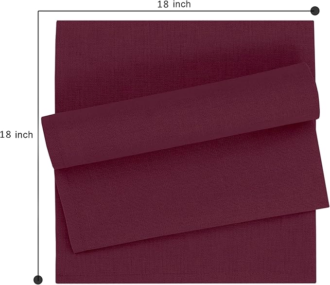 Ruvanti Linen Napkins Set of 12, 18x18 Cloth Napkins, Cotton Linen Blend Napkins Cloth Washable, Soft, Reusable Dinner Napkins for Wedding, Parties, Christmas, Thanksgiving, Everyday Use - Burgundy
