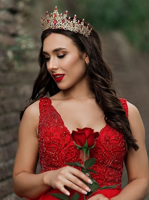 SWEETV Crystal Wedding Tiara for Women, Royal Queen Crown Headband, Rhinestone Princess Hair Accessories for Prom Birthday