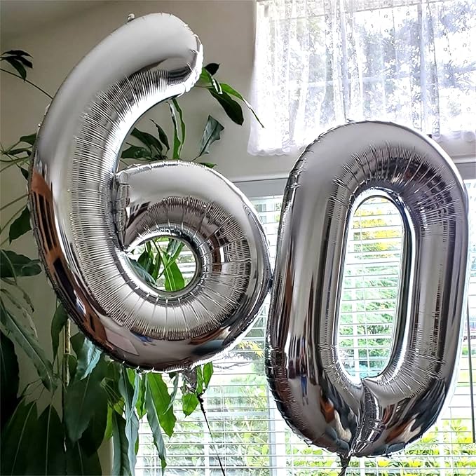 40'' Silver Number 9 Balloons for Women Men, Giant Self Inflating Foil Number Balloons Set 0-9, Large Digital 9 Helium Balloon for Boys Girls 9th Birthday Party Decorations Anniversary Supplies