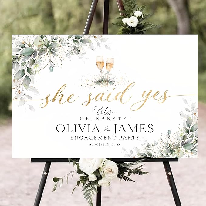 Customized She Say Yes Engage Ceremony, Betrothal Event, Customizable Welcome Yard Sign For Weddings #1