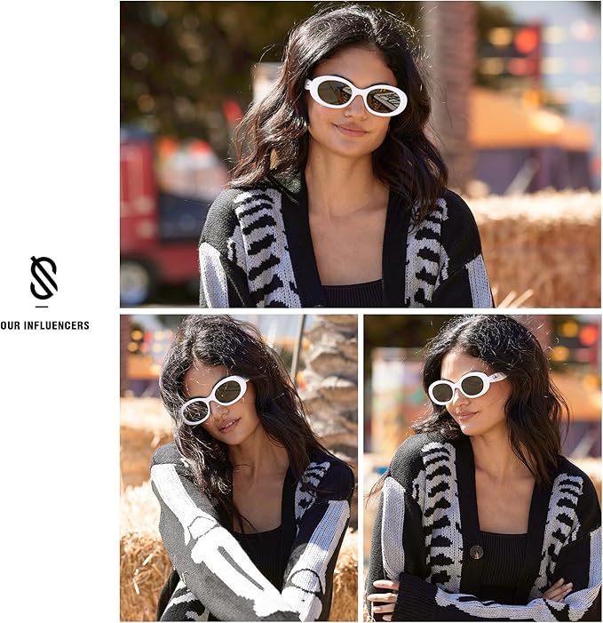 SOJOS Small Retro Oval Polarized Sunglasses for Women Men 90s Vintage UV400 Protection Tiny Sun Glasses SJ2286
