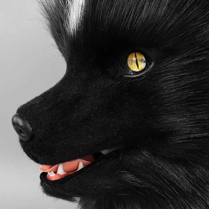 Animal Wolf Mask Cosplay Costume Accessories Furry Faux Fur Dog Fox Full Head Therian Masks Anime Dress up Party