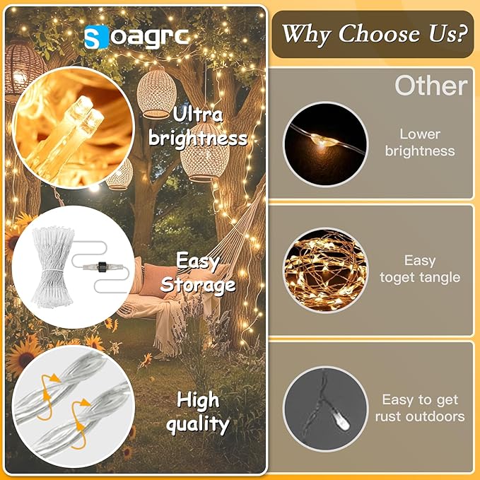 132FT 400 LED Christmas Tree Lights, Bright Warm White Outdoor Christmas String Lights for House, Fairy Lights with 8 Modes, Waterproof & Durable Indoor Outdoor Decor, Timer Included