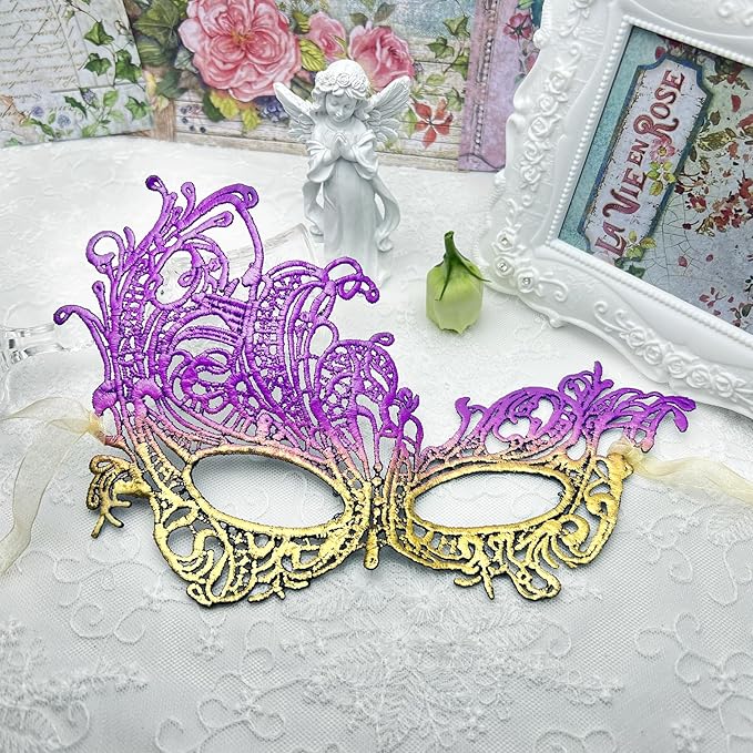 Masquerade Mask for Women Soft Lace Womens Masks Mardi Gras Mask Halloween Venetian Masks Carnival Cosplay Party Mask