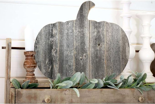 BARNWOODUSA Rustic Farmhouse Wood Pumpkin Fall Harvest Wall Décor for Autumn, Thanksgiving, Halloween, DIY Décor Natural Weathered Gray 18 inch Pumpkin Reclaimed and Recycled Wood