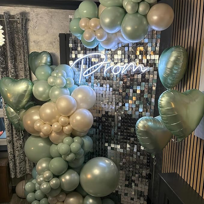 Sage Green Heart Foil Balloon, 10PCS Olive Green Heart Helium Balloons, Light Green Heart Shaped Mylar Balloons for Jungle Safari Party Birthday Graduation Garden Wedding Baby Shower Party Decorations