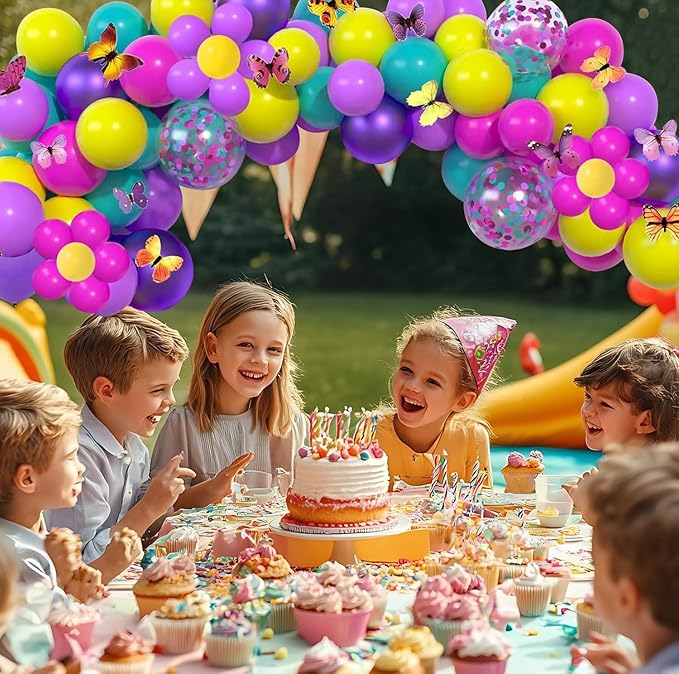 Pink Blue Purple Balloon, 60 Pcs 12 Inches Hot Pink Metallic Purple Yellow Confetti Balloons for Birthday Party Decoration Baby Shower Girls Birthday Party Supplies