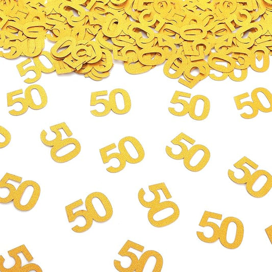 50th Happy Birthday Confetti Decorations - 50th Wedding Anniversary Party Table Decorations, Gold Glitter Number 50 Party Supplies
