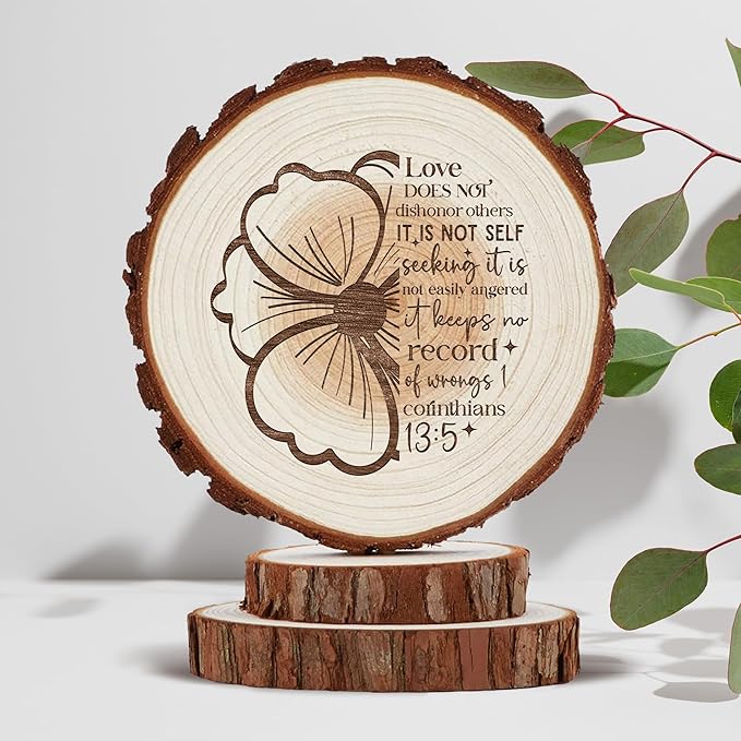 Rustic Wedding Cake Topper with Bible Verse Religious Country Rustic Happy Birthday Cake Topper Christian Gifts for Men Women Faith Engraved Cake Toppers Mr Mrs Party Cake Supplies